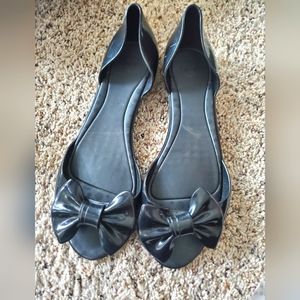 Black Bow Rockabilly Jelly Flats Sandals by Melissa size 10+